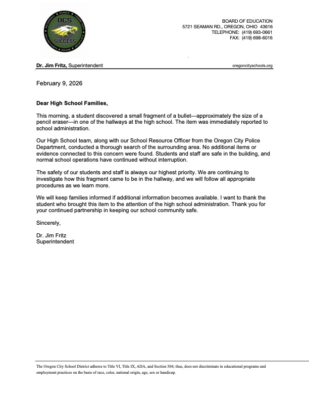 Picture of Attached Letter, full text in body of news post